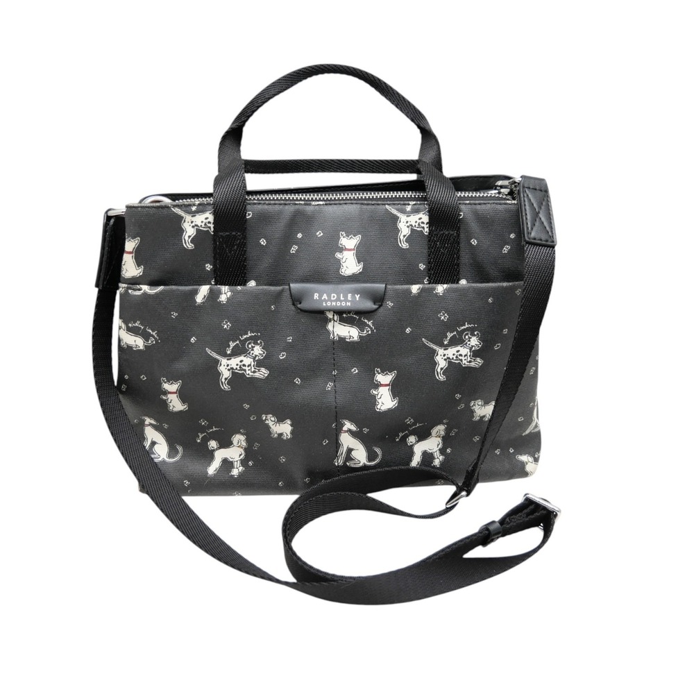 Radley London Maple Cross Fun Pups Dog Print Black Crossbody Handbag